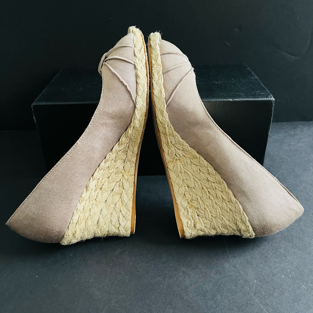 Moda taupe grosgrain and raffia espadrilles 7.5